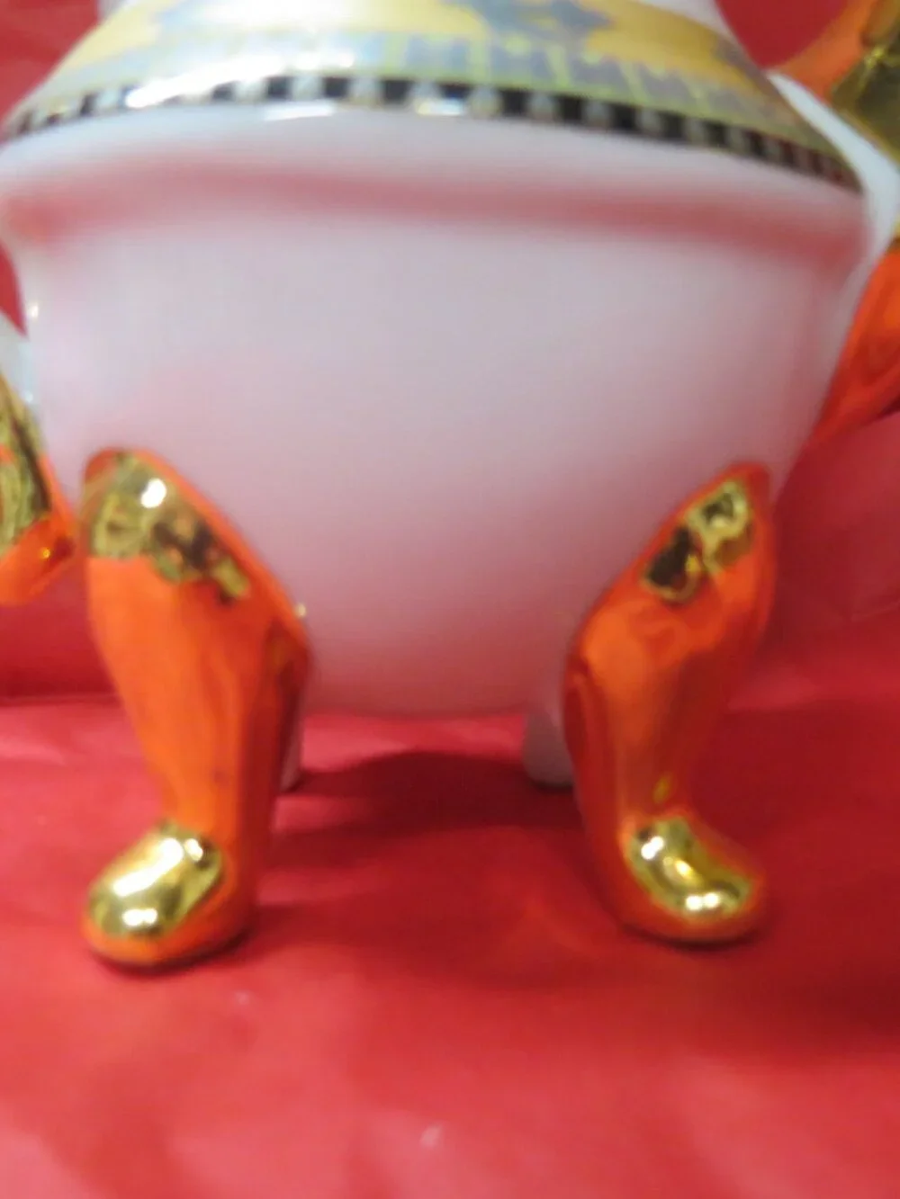 Vintage White and Gold Porcelain Coffee Pot with Decorative Tulip Floral Band
